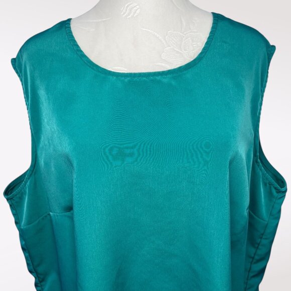 Blair Jade Green Sleeveless Blouse Silky Scoop Neck Pullover XL - Picture 2 of 10